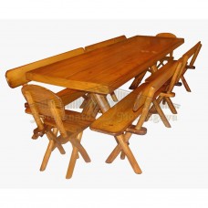 Mesa pinus c/ 4 bancos e 2 cadeiras - C372